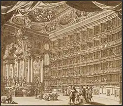 Театр Филармонико в Вероне. Аудиториум и сцена. 1729