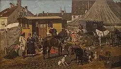 Цирк на улице Якобсплац в Мюнхене. 1878. Дерево, масло. Частное собрание