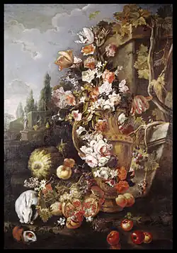 Натюрморт из цветов и фруктов в саду. Между 1700 и 1710. Холст, масло. Художественный музей Уолтерса, Балтимор, США