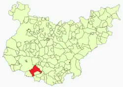 Расположение муниципалитета Фрехеналь-де-ла-Сьерра на карте провинции