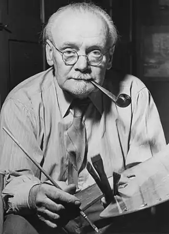 Фриц В.Шульц в своей мастерской, 1955 г.