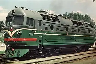 Газотурбовоз ГТ101-001 на территории Луганского завода, 1960 г.