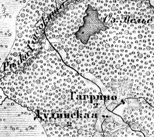 Деревня Гагрино на карте 1917 года