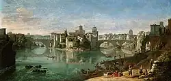 Вид Тибра в Риме. 1685. Холст, масло. Музей истории искусств, Вена