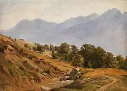 Горный пейзаж в Тироле. 1838. Дерево, масло. Частное собрание