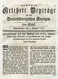 Gelehrte Beitraege zu den Braunschweigischen Anzeigen, 1761