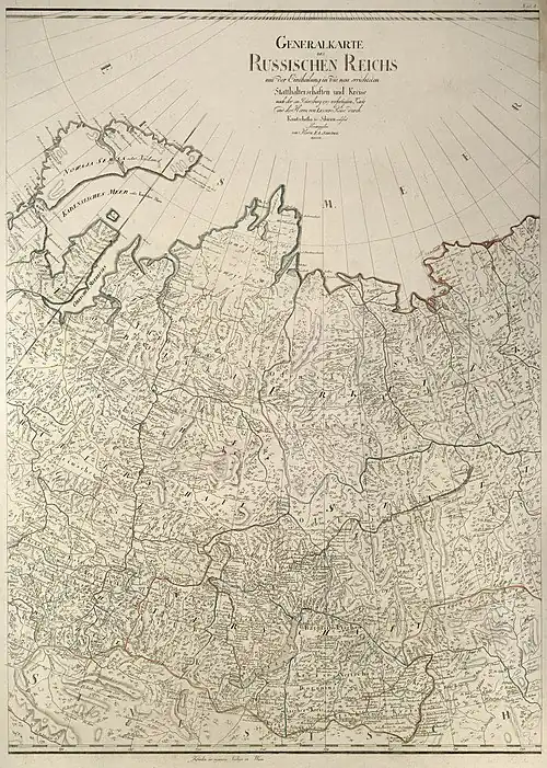 Германская карта 1792 года. Верхнеудинск по ошибке назван Нижнеудинском.