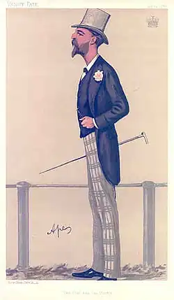 «Граф и доктор». Джордж Герберт в карикатурном исполнении Ape (Карло Пеллегрини) в «Ярмарке тщеславия», июль 1888 года.