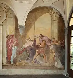 Дж. Ф. Уоттс. Убийство медика, который не смог предотвратить смерть Лоренцо Великолепного. 1845. Фреска лоджии первого этажа