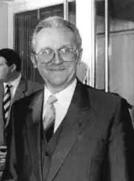 Герхард Байль на встрече с премьер-министром Баварии Йозефом Штраусом. Бонн, 1986