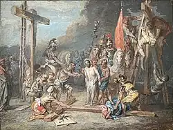 Христос во время пригвождения к кресту. Ок. 1700. Бумага, перо, тушь, кисть, гуашь. Музей искусства и истории, Лангр