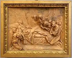 Смерть Девы Марии. Модель для рельефов Капеллы обетов в Сиенском соборе. 1748. Терракота. Боде-музеум, Берлин