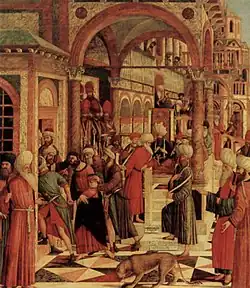 Джованни ди Никколо Мансуэти, «Взятие под стражу святого Марка в синагоге». 1499.