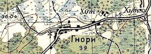 План деревни Гнори. 1941 год