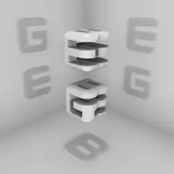 амбиграмма трёхмерной буквы, которая имеет три разные тени.