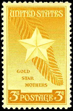 Марка, чествующая «Матерей Золотой звезды[англ.]», выпуска 1948 года и номиналом в 3 цента (Sc #969)[^]