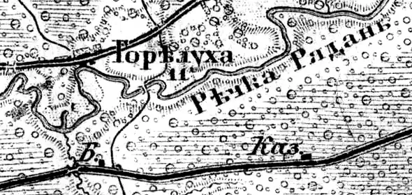 Деревня Горелуха на карте 1913 года