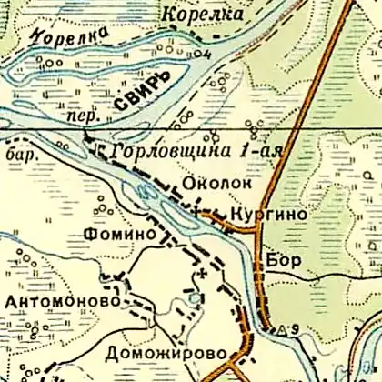 Деревня Полденцы на карте РККА 1940 года