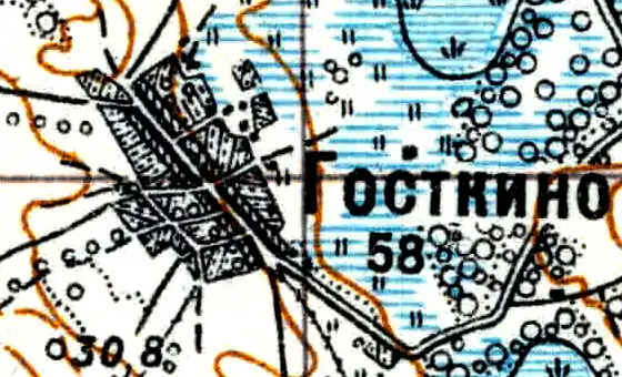 Деревня Госткино на карте 1926 года