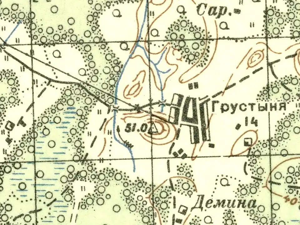 План деревни Грустыня. 1937 год