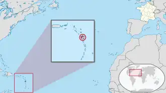 Карта Франции с выделенным регионом Гваделупа