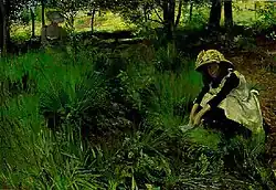 На берегу ручья.