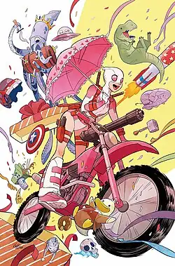 Гвенпул на обложке комикса Unbelievable Gwenpool #1 (апрель 2016)Художники — Гурихиру