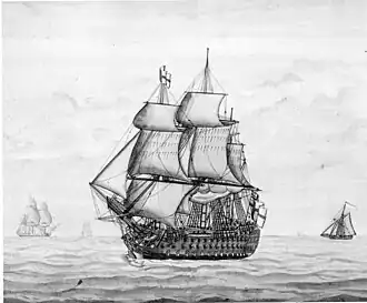 HMS Sandwich  с пленным де Грассом на борту, 1782