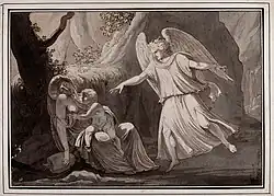 Агарь и Измаил в пустыне. 1785. Бумага, перо, кисть, тушь. Коллекция Велком, Лондон