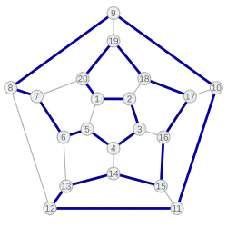 Обход вершин на проекции додекаэдра на плоскость