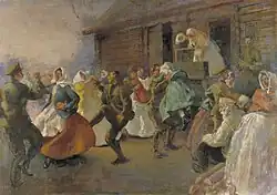 Солдаты на Русском Севере танцуют с крестьянскими женщинами, 1919.