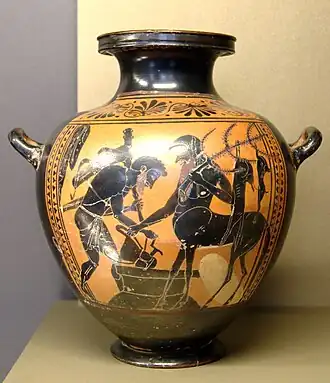 Геракл и Фол; гидрия с чернофигурной вазописью; 520—510 гг. до н. э.; Лувр