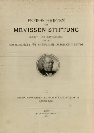 Титульный лист главной работы Койссена «Топография города Кёльн в Средневековье»