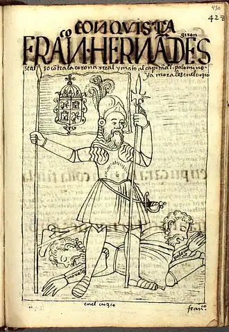 Повстанец Франсиско Эрнандес Хирон на рисунке Фелипе Гуамана Пома де Айяла