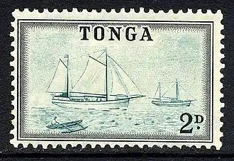 почтовая марка с изображением шхуны