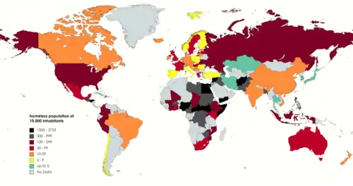 Homeless population per 10 000 Inhabitants