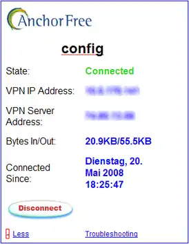 Скриншот программы Hotspot Shield