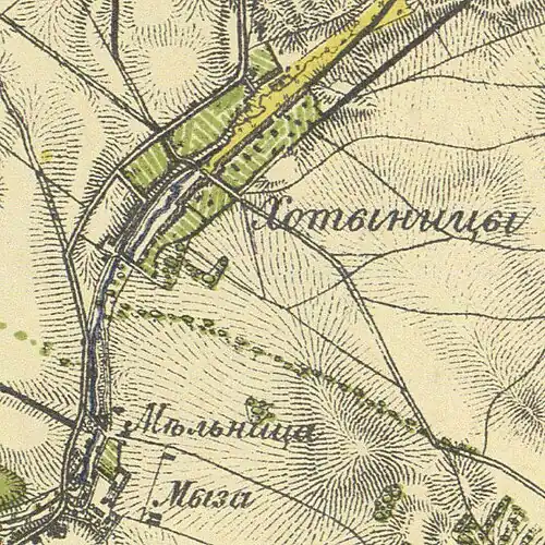 Деревня Хотыницы на карте 1860 года