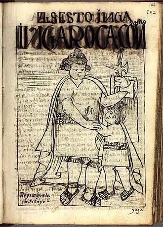 Изображение Инки Роки иллюстратора Фелипе Гуамана Пома де Айала