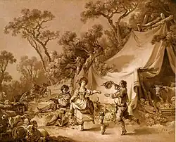 Молодая пара танцует в лесу. Ок. 1769. Бумага, сепия, перо, кисть, белила