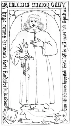 Изображение Хуго I на надгробной плите. Рисунок 2 половины XVII в.