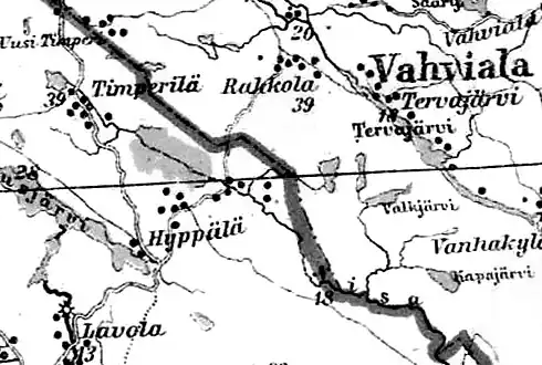 Деревня Хюппёля на финской карте 1923 года