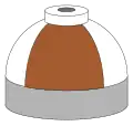  Illustration of cylinder shoulder painted in brown and white quarters