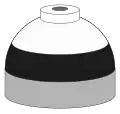  Illustration of cylinder shoulder painted in black (lower) and white (upper) bands for a mixture of oxygen and nitrogen.