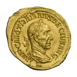 Аверс, легенда IMP C M Q TRAIANVS DECIVS AVG