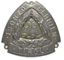 Значок 22-го Далматинского пехотного полка на кепи