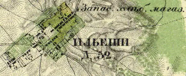 Село Ильеши на карте 1860 года