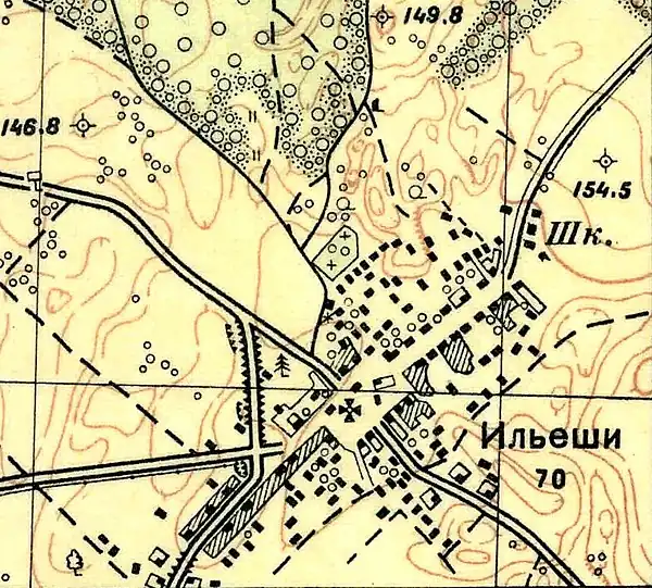 План деревни Ильеши. 1930 год