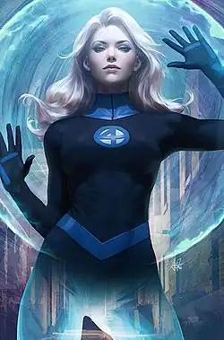 Невидимая леди на варианте обложки комикса Fantastic Four vol. 6 #1 (Август, 2018)Художник — Стэнли Лау.
