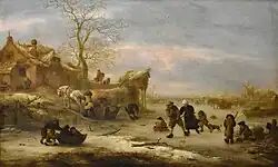 Замёрзшая река. 1630-е. Дерево, масло. Лувр, Париж